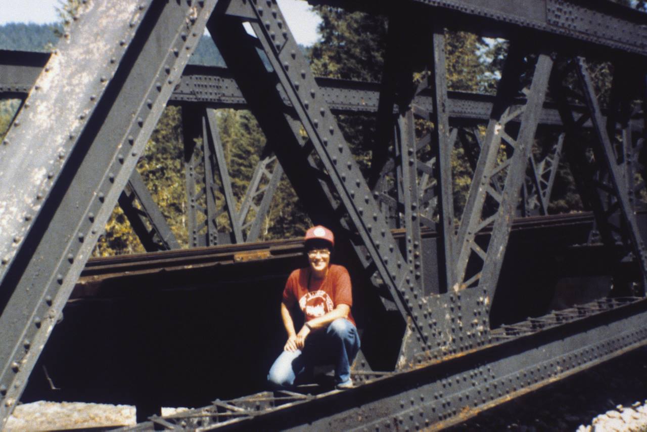 Helen at Lemon Creek Bridge in BC.